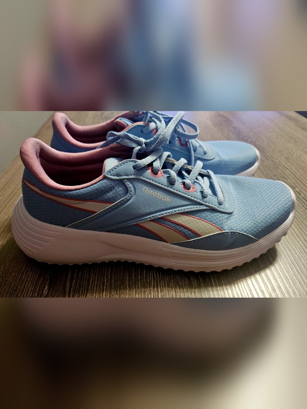 Womens Reebok Lite Running Shoes baby blue/pink/white size 8